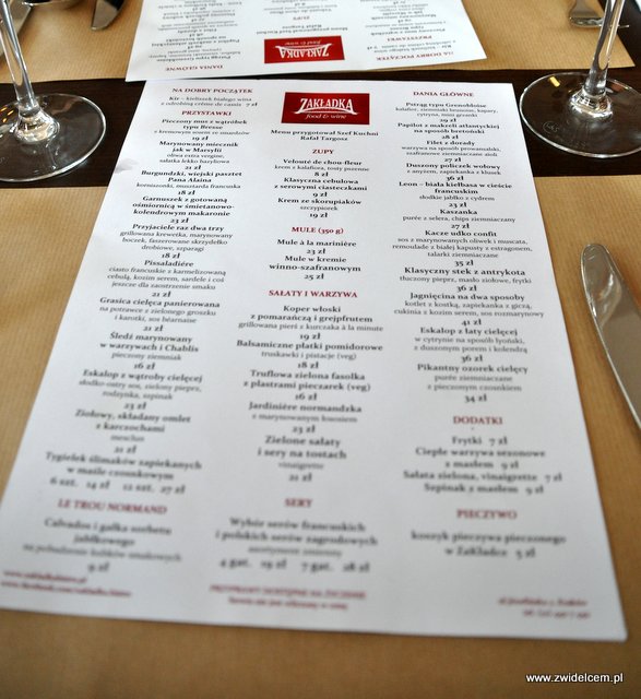 Kraków - Zakładka - menu