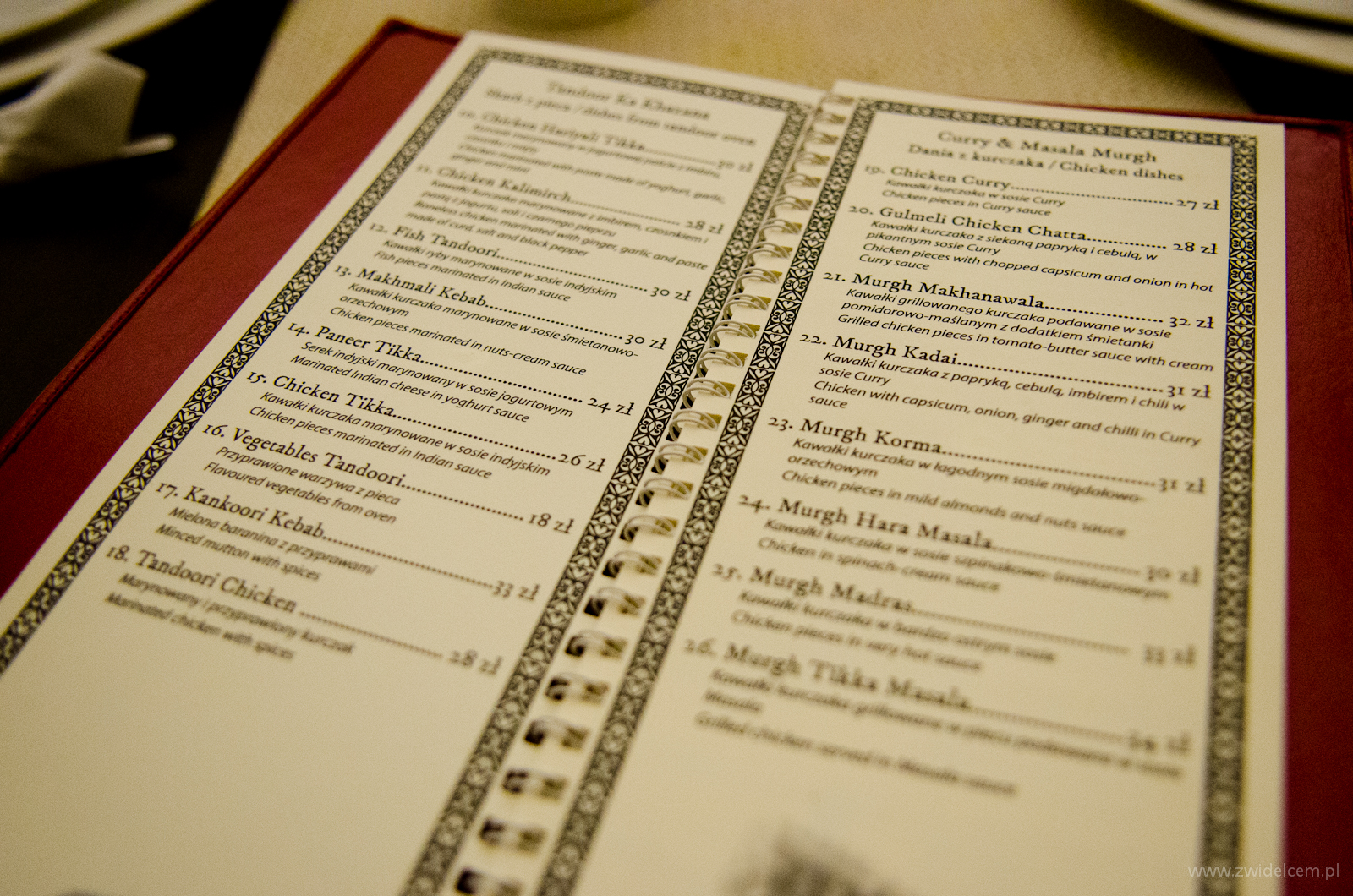 Kraków - Ganesh - menu