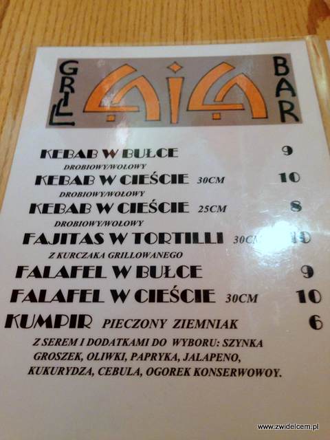 Kraków - Laila - menu