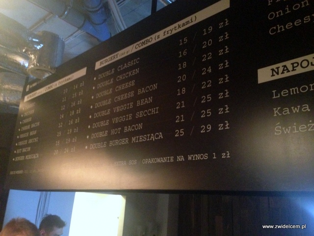 Kraków - Bobby Burger - menu