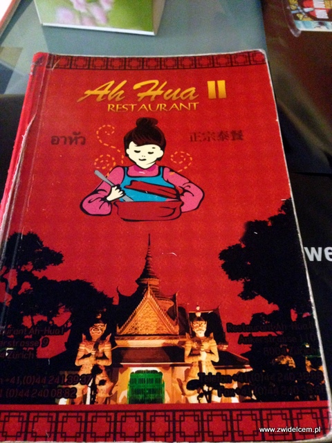 Zurich - Ah-Hua - menu