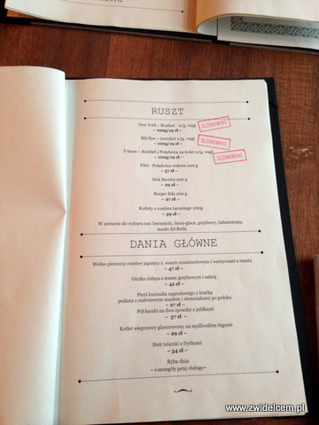 Kraków - Ed Red - menu ruszt